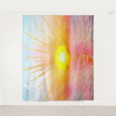 Gouden Sunset Sun Mandala Waterverf Zee Wandkleed (Voorkant)