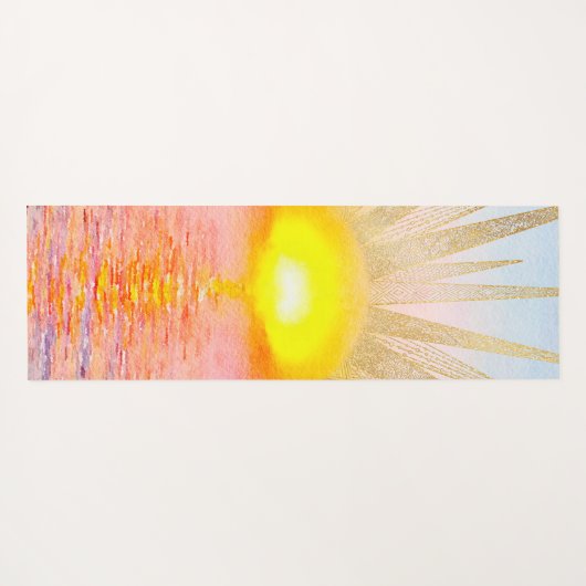 Gouden Sunset Sun Mandala Waterverf Zee Yogamat (Achterkant (horizontaal))