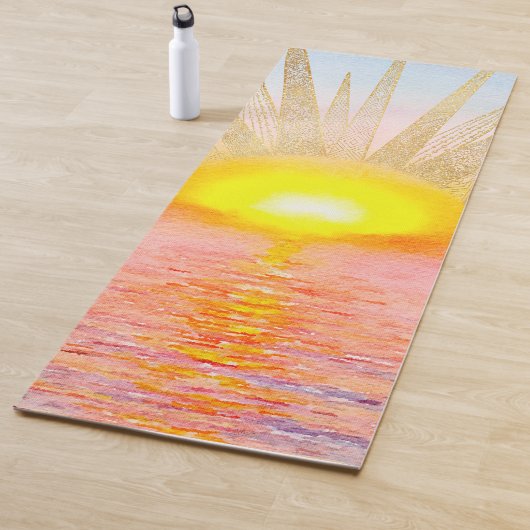 Gouden Sunset Sun Mandala Waterverf Zee Yogamat (In situ)