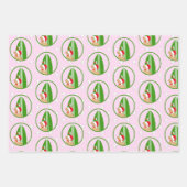 Gouden Surfboard Hond Zeemeeuw Roze Gift Wrap Set  Inpakpapier Vel (Voorkant)