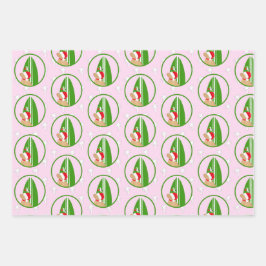 Gouden Surfboard Hond Zeemeeuw Roze Gift Wrap Set  Inpakpapier Vel