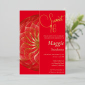 Gouden Sweet 16 uitnodiging (Staand Voorkant)