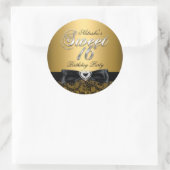 Gouden Sweet Sixteen Jewel Bow & Lace Sticker (Tas)