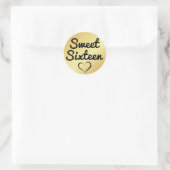 Gouden Sweet Sixteen Sticker met hart (Tas)