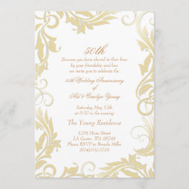 Gouden Swirl 50e trouwdag uitnodiging