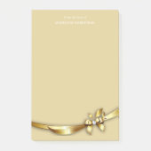 Gouden Swirl Bow Diamond Gepersonaliseerde Naam Post-it® Notes (Voorkant)