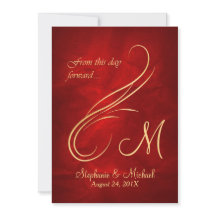 Gouden Swirl Monogram Hoge Rood Huwelijk