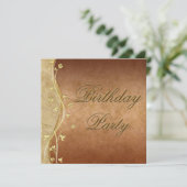 Gouden Swirls & Bloemen Decoraties Verjaardag Kaart (Staand voorkant)