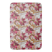 Gouden Swirls Bourgondië Roze Kerstmis Poinsettias Badmat (Voorkant Verticaal)