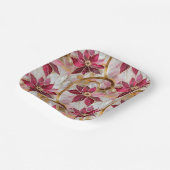 Gouden Swirls Bourgondië Roze Kerstmis Poinsettias Papieren Bordje (Gebogen)