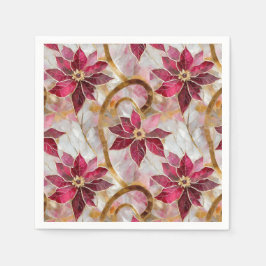 Gouden Swirls Bourgondië Roze Kerstmis Poinsettias Servet