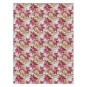 Gouden Swirls Bourgondië Roze Kerstmis Poinsettias Tafelkleed (Voorkant)