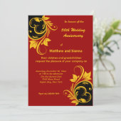 Gouden Swirls Jubileum Kaart (Staand voorkant)