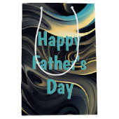 Gouden Swirls Op Zwart voor Vaderdag Medium Cadeauzakje (Voorkant)