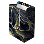 Gouden Swirls Op Zwart voor Vaderdag Medium Cadeauzakje (Achterkant Gekanteld)