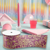  gouden swirls patroon classy schattig meisje roze satijnen lint