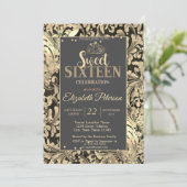 Gouden Swirls Tiara Zoete Diamanten 16 Feest Kaart (Staand voorkant)