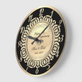 Gouden Swirls Zwart 25e bruiloft Jubileum Grote Klok (Hoek)