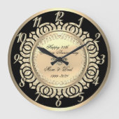 Gouden Swirls Zwart 25e bruiloft Jubileum Grote Klok (Voorkant)