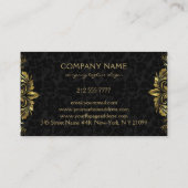 Gouden Swirly Lace op zwarte Damascus Business C Visitekaartje (Achterkant)