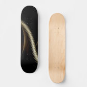 Gouden Swish Over Zwart Persoonlijk Skateboard (Voorkant)