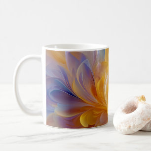 Gouden symfonie van bloeiende abstracte bloemblaad koffiemok