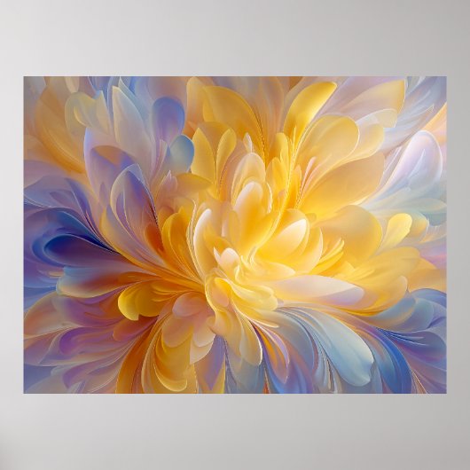 Gouden Symfonie van Bloeiende Abstracte Bloemblaad Poster (Voorkant)