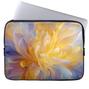 Gouden Symfonie van Bloeiende Abstracte Bloemblade Laptop Sleeve