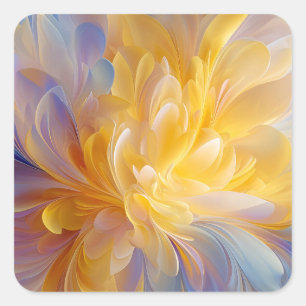 Gouden Symfonie van Bloeiende Abstracte Bloemblade Vierkante Sticker