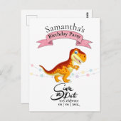 Gouden T Rex, Gelukkig Verjaardagsmeisje  Briefkaart (Voorkant / Achterkant)