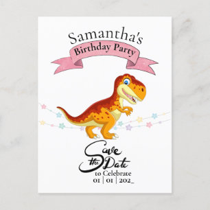Gouden T Rex, Gelukkige Verjaardag Meisje  Briefkaart
