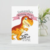 Gouden T Rex, Verjaardags Meisje Kaart (Staand voorkant)