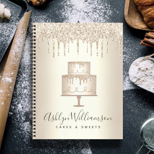 Gouden taart bakkerij dessert glitter druppels geb notitieboek