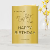  Gouden Tachtigste Verjaardag  Kaart (Gele Bloem)