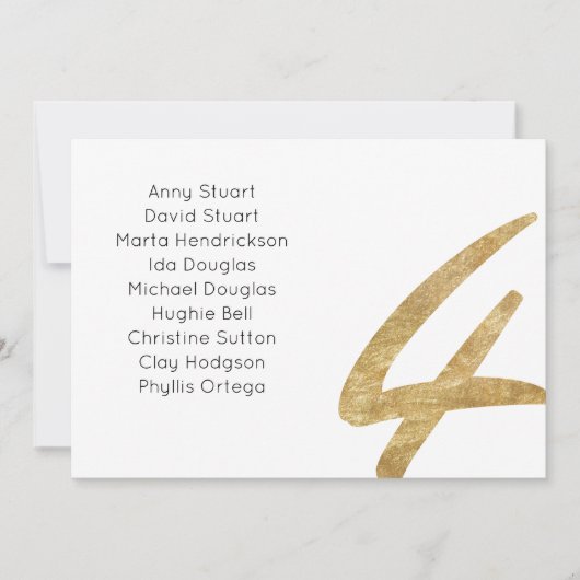 Gouden tafel 4 tafelnummer Bruiloft zitplaats kaar (Voorkant)