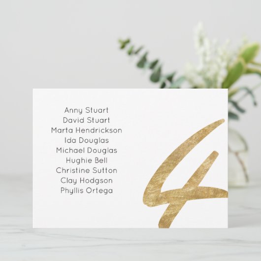 Gouden tafel 4 tafelnummer Bruiloft zitplaats kaar (Staand voorkant)