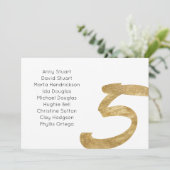 Gouden Tafel 5 Tafelnummer Trouwstoel Kaart (Staand voorkant)