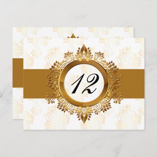 Gouden tafel nummers briefkaarten (Voorkant / Achterkant)