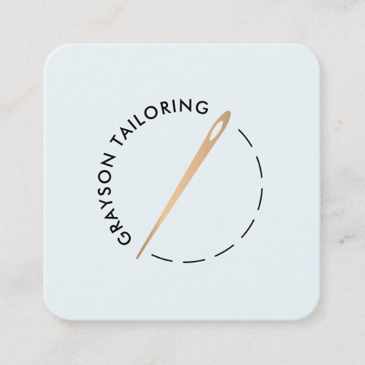 Gouden Tailoring Naald en Draad Vierkante Visitekaartje (Voorkant)