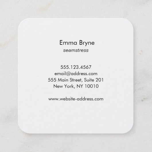 Gouden Tailoring Naald en Draad Vierkante Visitekaartje (Achterkant)