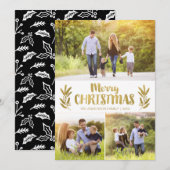 Gouden tak kerst Kaarten met drie Afbeeldingen (Voorkant / Achterkant)