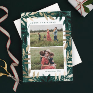 Gouden takken 2 foto Kerstmis Feestdagenkaart