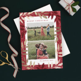 Gouden takken 2 foto Kerstmis Feestdagenkaart