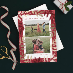 Gouden takken 2 foto Kerstmis Feestdagenkaart