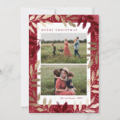 Gouden takken 2 foto Kerstmis Feestdagenkaart (Voorkant)