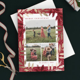 Gouden takken 3 Foto Kerstmis Feestdagenkaart