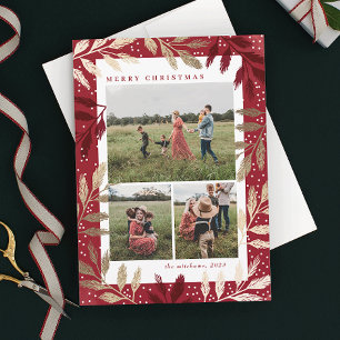 Gouden takken 3 Foto Kerstmis Feestdagenkaart