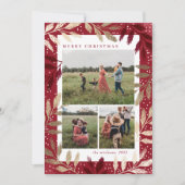 Gouden takken 3 Foto Kerstmis Feestdagenkaart (Voorkant)