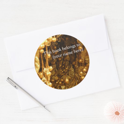 Gouden takken bookplate ronde sticker (Envelop)