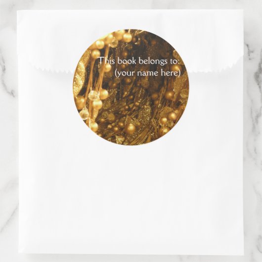 Gouden takken bookplate ronde sticker (Tas)